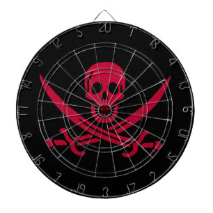 Piratflagge Totenkopf & Schwerter von Calico Jack Dartscheibe