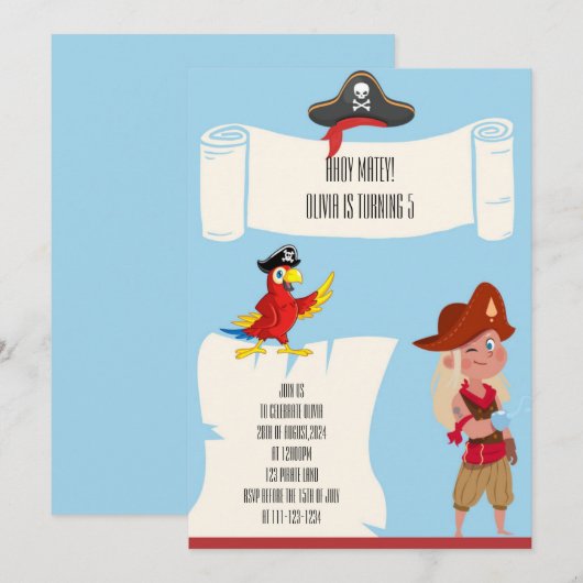 PIRATGEBURTSTAGEINLADUNG EINLADUNG (Vorne/Hinten)