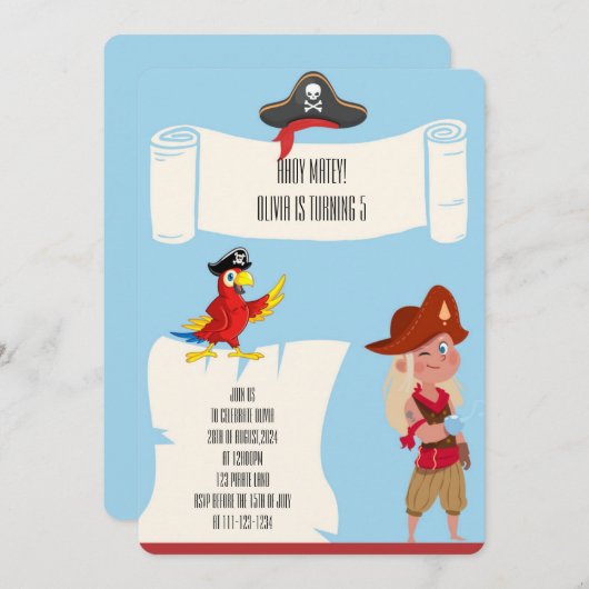 PIRATGEBURTSTAGEINLADUNG EINLADUNG (Vorne/Hinten)