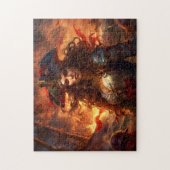 Piratinn vor brennendem Schiff Fantasy-Gemälde Puzzle (Vertikal)
