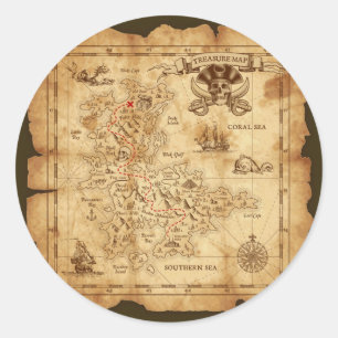 Piratische alte Vintage-Schatzkarte Geburtstagsfei Runder Aufkleber