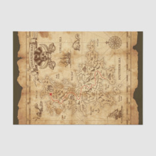 Piratische alte Vintage-Schatzkarte Geburtstagsfei Seidenpapier