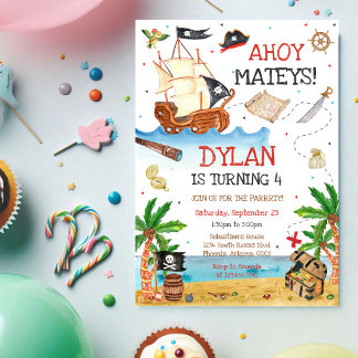 Piratischer Kindergeburtstagseinladung Ahoy Mateys Einladung