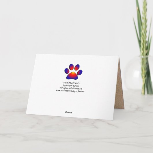 PIRATKATZEN UND GRÜNE BIERPINTS, St. Patrick's Day Karte (Rückseite)