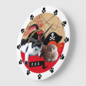PIRATKATZEN UND KARTEN DER ANTIQUEN PIRATE GROßE WANDUHR (Winkel)