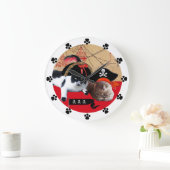 PIRATKATZEN UND KARTEN DER ANTIQUEN PIRATE GROßE WANDUHR (Zuhause)