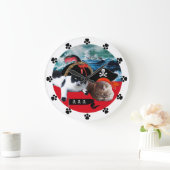 PIRATKATZEN UND SCHIFFE IM MEERESORM GROßE WANDUHR (Zuhause)