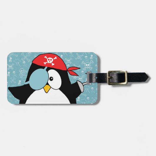 PiratPenguin personalisiert Gepäckanhänger (Vorderseite horizontal)
