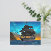 PIRATSCHIFF AM SONNENSATZ POSTKARTE (Stehend Vorderseite)