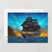 PIRATSCHIFF AM SONNENSATZ POSTKARTE (Vorne/Hinten)