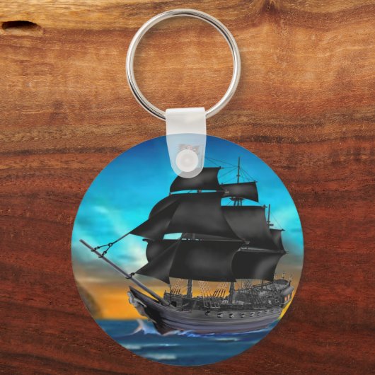 PIRATSCHIFF AM SONNENSATZ SCHLÜSSELANHÄNGER (Vorderseite)