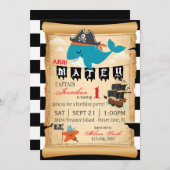 Piratwal-und Starfish-Geburtstags-Einladungen Einladung (Vorne/Hinten)