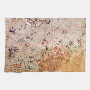 Piri Reis alte Kartengeschichte Geheimnis Vintage Geschirrtuch