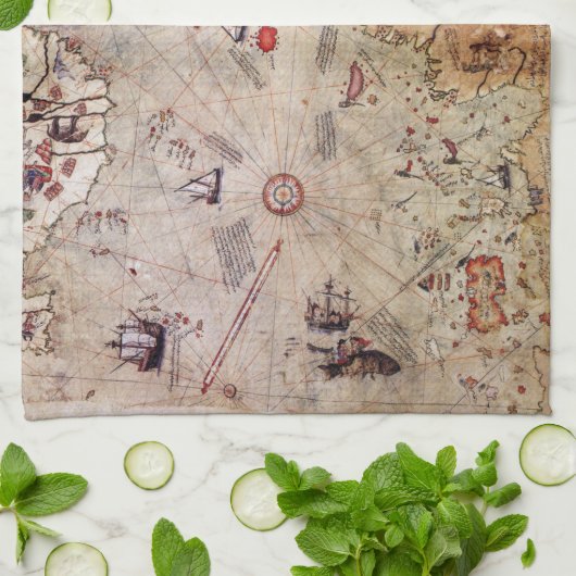 piri reis altertümliches Mysterium der Kartengesch Geschirrtuch (Gefaltet)