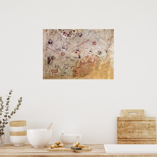 piri reis altertümliches Mysterium der Kartengesch Poster (Küche)
