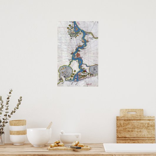 Piri Reis Map of the River Nile From its Estuary S Poster (Küche)