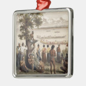 Pirogue läuft auf dem Bassac Fluss, Detail von 'an Ornament Aus Metall (Links)