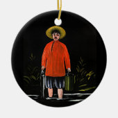 Pirosmani - Fischer in einem roten Shirt Keramik Ornament (Vorne)