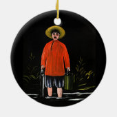 Pirosmani - Fischer in einem roten Shirt Keramik Ornament (Hinten)