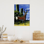Pirosmani - Roh Deer mit Landschaftsbild Poster (Küche)