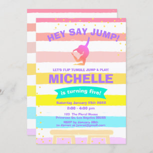 Pirouette Rainbow Ballerina Gymnastik Geburtstag Einladung