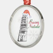 Pisa Buon Natale Weihnachtsmannmütze Silbernes Ornament (Links)