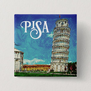 Pisa Italien Europa Paint Colorful Button