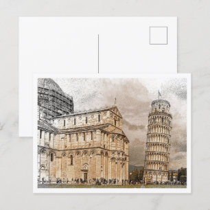 Pisa Italien Schöne Farbstift Landschaft Postkarte