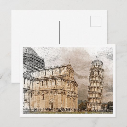 Pisa Italien Schöne Farbstift Landschaft Postkarte (Vorne/Hinten)