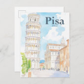 Pisa - Italien Wasserfarben Postkarte (Vorne/Hinten)