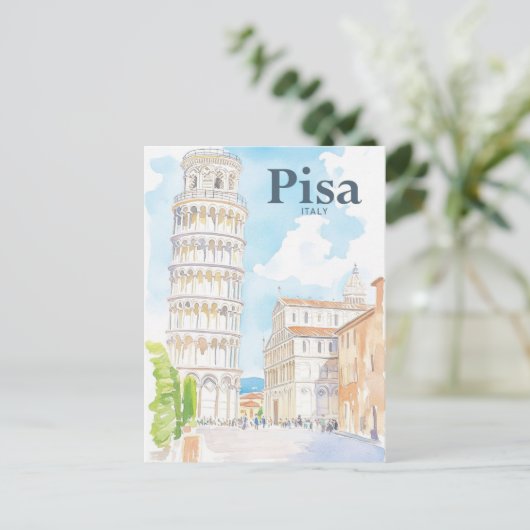 Pisa - Italien Wasserfarben Postkarte (Stehend Vorderseite)