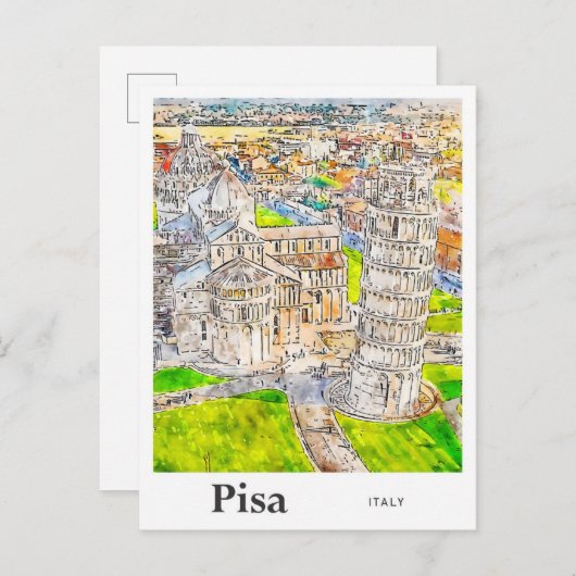 Pisa Italien Wasserfarben Sketch Hand Dragezeichne Postkarte (Vorne/Hinten)
