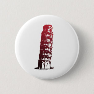Pisa Italy Tower Leaning Europe Button