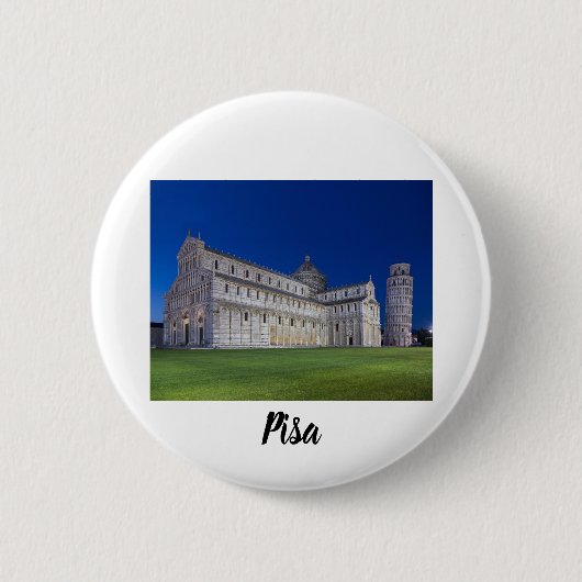 Pisa Leaning Tower Night Panorama Italien Geschenk Button (Vorderseite)