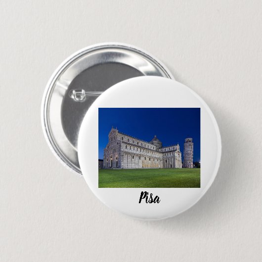 Pisa Leaning Tower Night Panorama Italien Geschenk Button (Vorne & Hinten)