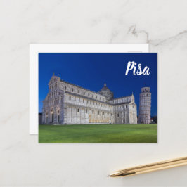 Pisa Leaning Tower Night Panorama Italien Geschenk Feiertagspostkarte