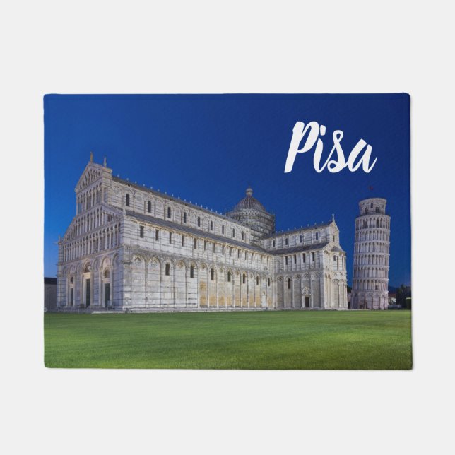 Pisa Leaning Tower Night Panorama Italien Geschenk Fußmatte (Vorderseite)