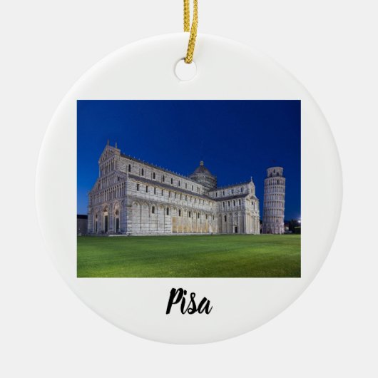 Pisa Leaning Tower Night Panorama Italien Geschenk Keramik Ornament (Vorne)