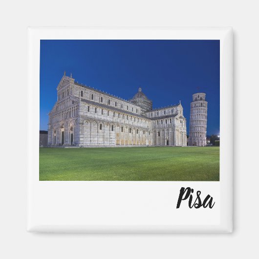 Pisa Leaning Tower Night Panorama Italien Geschenk Magnet (Vorne)