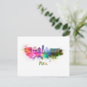Pisa skyline im Watercolor Postkarte (Stehend Vorderseite)
