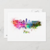 Pisa skyline im Watercolor Postkarte (Vorne/Hinten)