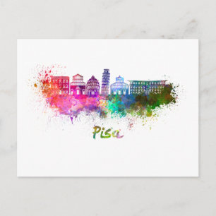 Pisa skyline im Watercolor Postkarte