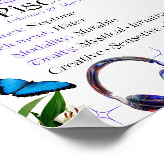 Pisce Zodiac Star Sign Y2K White 4:5 Poster (Ecke)
