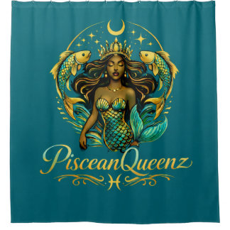 Piscean Queen Teal Duschvorhang