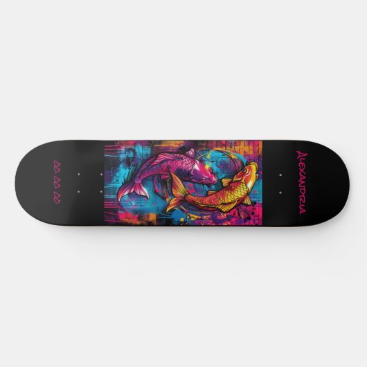 Pisces Astrologie Grafitti Personalize Skateboard (Horizontal)