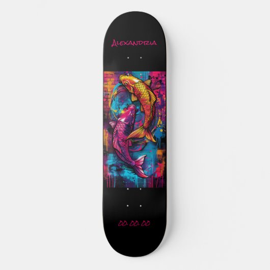 Pisces Astrologie Grafitti Personalize Skateboard (Vorderseite)