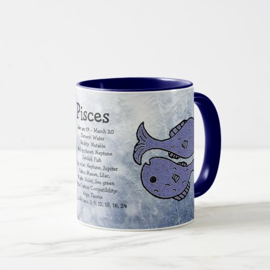 Pisces Astrologie Horoskop Tasse (VorderseiteRechts)