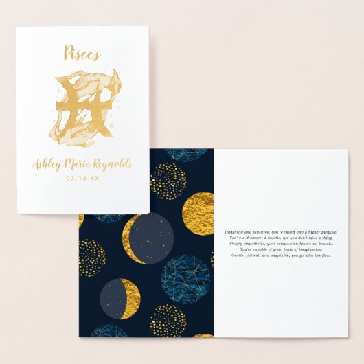 Pisces Astrologie | Personalisiertes Zodiac-Zeiche Folienkarte (Anzeige)