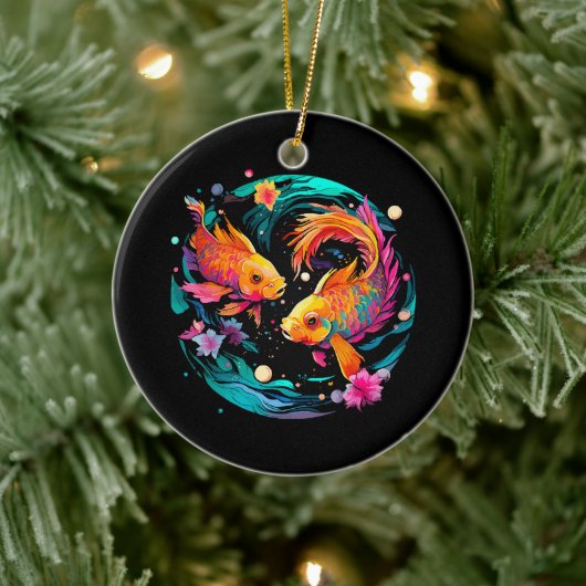 Pisces Astrologie-Zeichen Keramik Ornament (Baum)