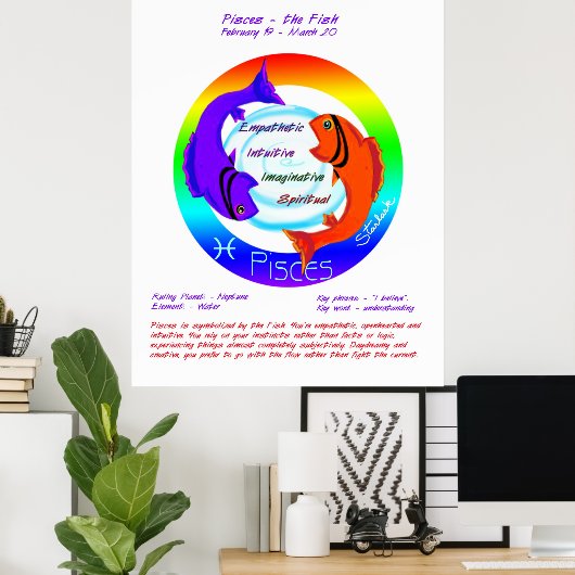 Pisces Astrologie Zodiac Poster (Heimbüro)